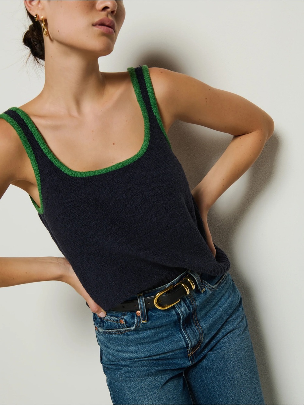 NWT Nation LTD Navy Tank with Green Trim